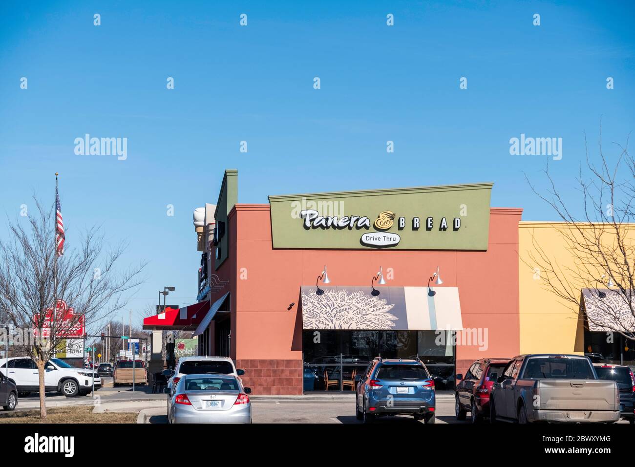 L'esterno del Panera Bread Restaurant si trova in auto o in auto su Ridge Road a Wichita, Kansas, USA Foto Stock