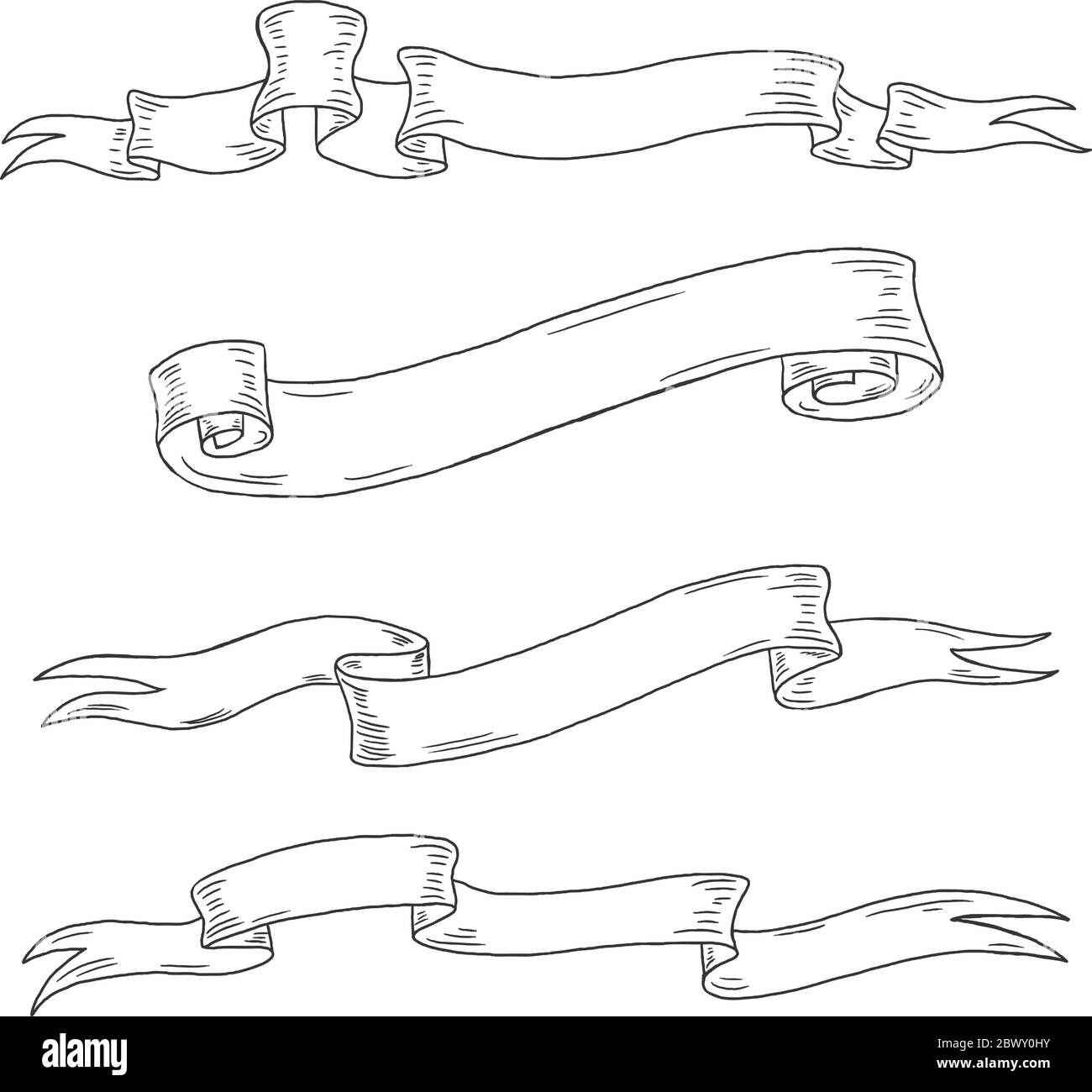 Vector Hand Drawed vintage scorre. Set 1 Illustrazione Vettoriale