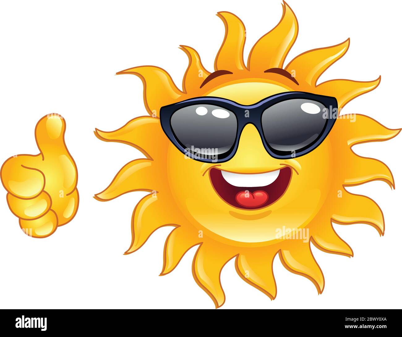 Il sole sorridente si mostra con il pollice Illustrazione Vettoriale