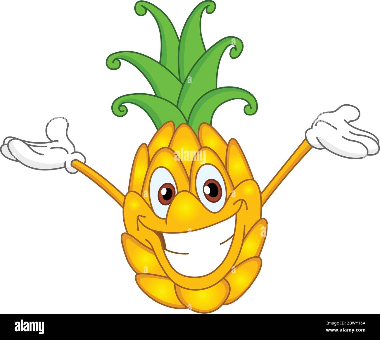 Allegro ananas cartoon alzando le mani Illustrazione Vettoriale
