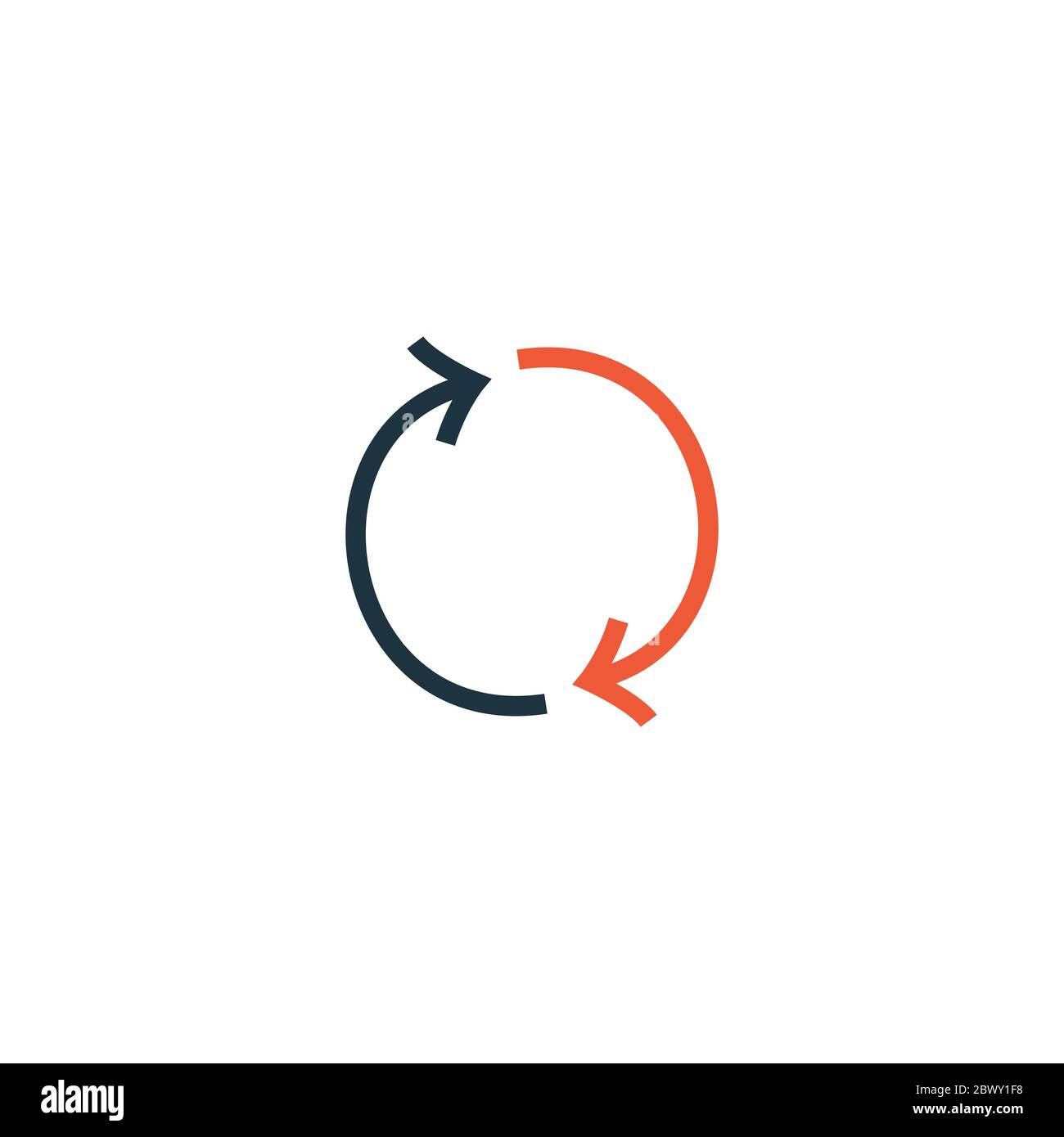 icona delle frecce di aggiornamento, freccia a doppio cerchio. Illustrazione vettoriale di stock isolata su sfondo bianco. Illustrazione Vettoriale