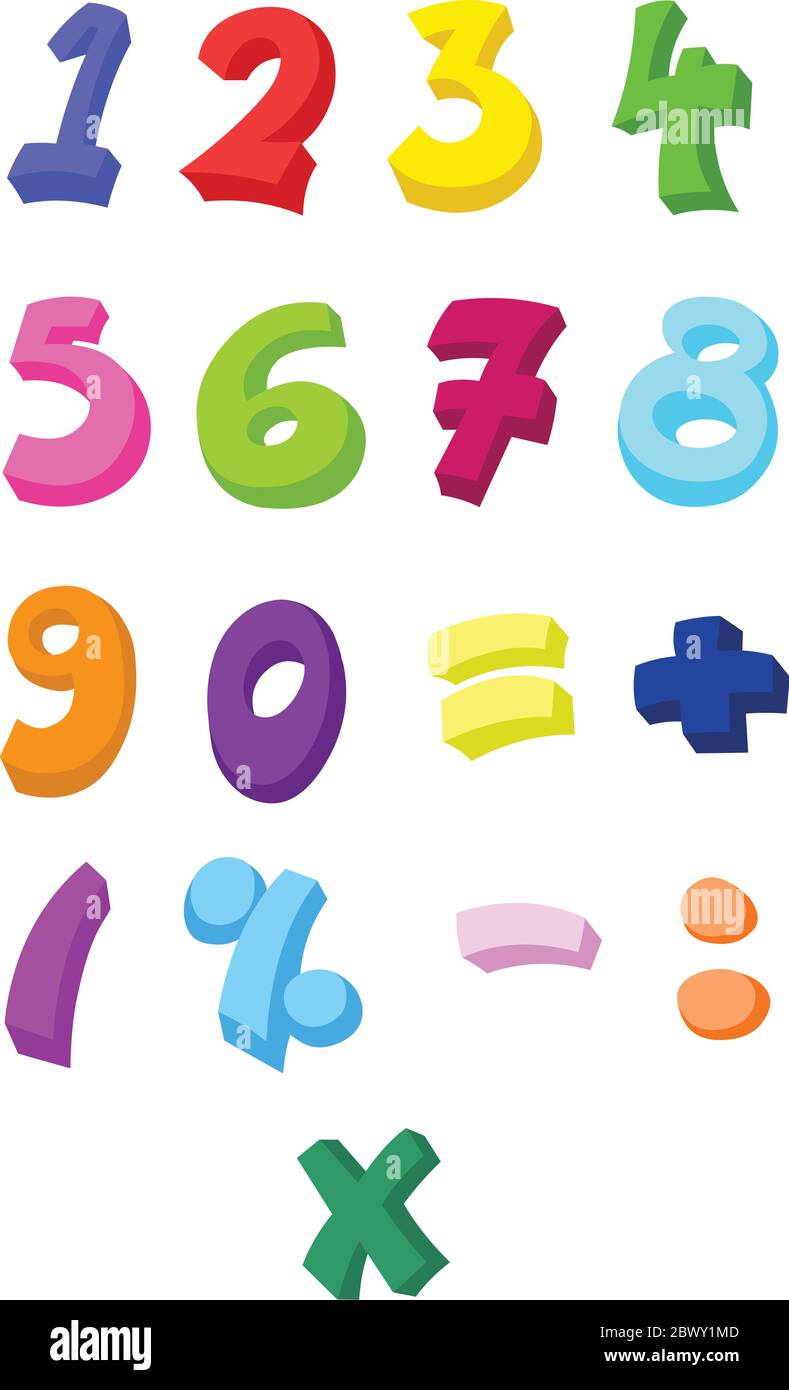 Set di numeri colorati Illustrazione Vettoriale