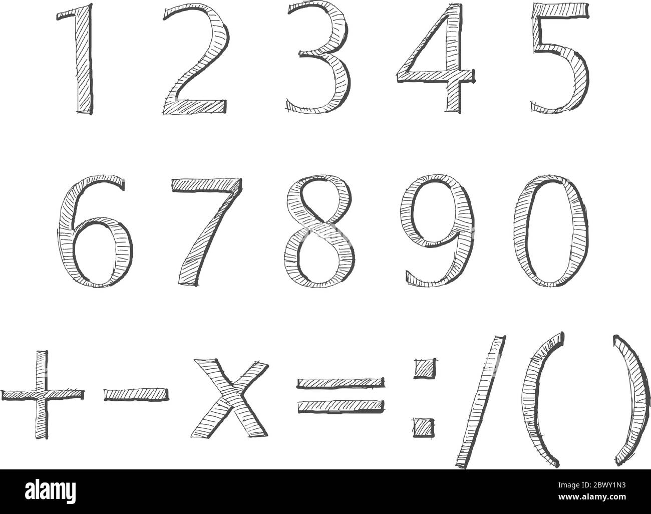 Numeri scritti a mano vettoriali Illustrazione Vettoriale