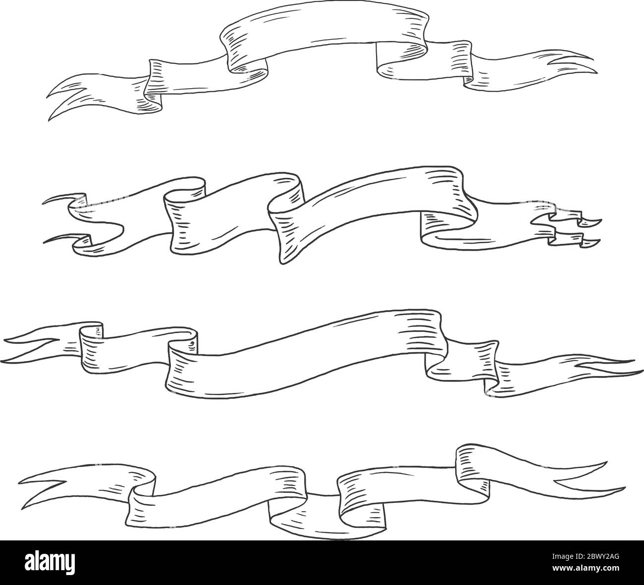 Vector Hand Drawed vintage scorre. Set 2 Illustrazione Vettoriale