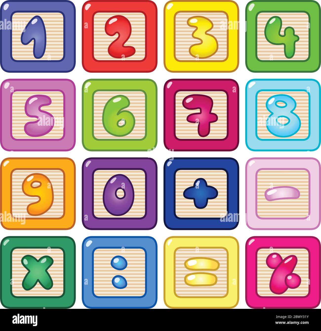 Numero colorati blocchi Illustrazione Vettoriale