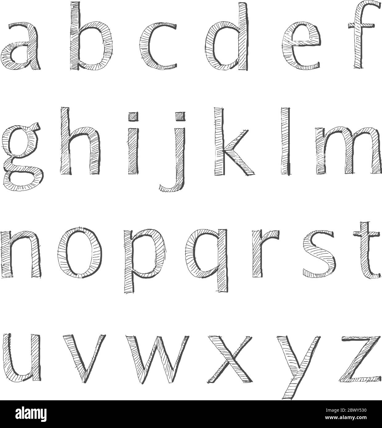 Lettere piccole scritte a mano vettoriale Illustrazione Vettoriale