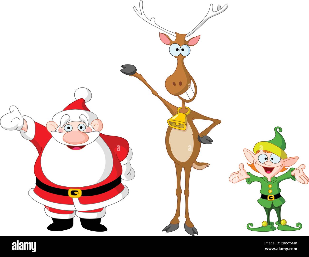 Molto carino Babbo Natale, rudolph ed elfo Illustrazione Vettoriale