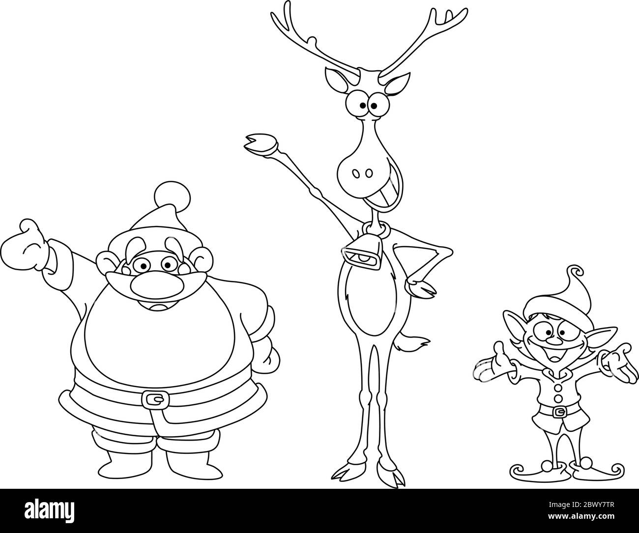 Delineato Santa Rudolph ed elfo Illustrazione Vettoriale