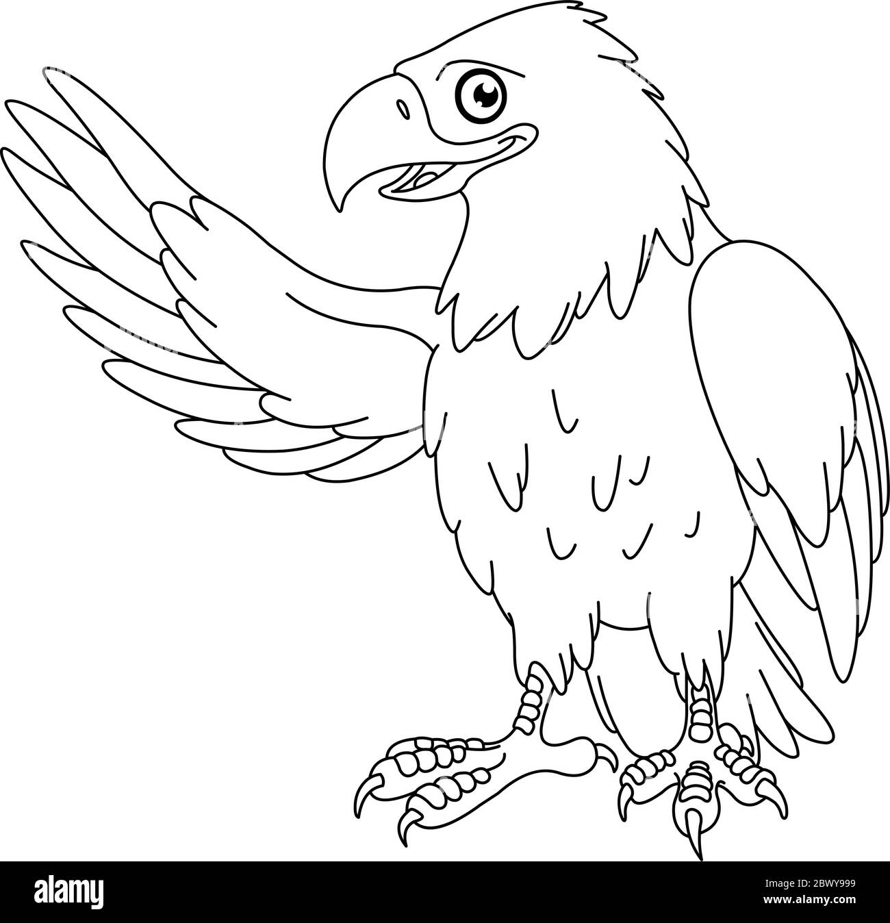 Delineato aquila calva americana. Pagina di colorazione dell'illustrazione grafica vettoriale. Illustrazione Vettoriale