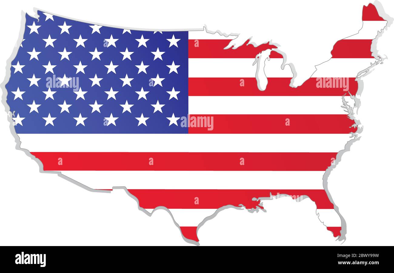 usa mappa con bandiera Illustrazione Vettoriale