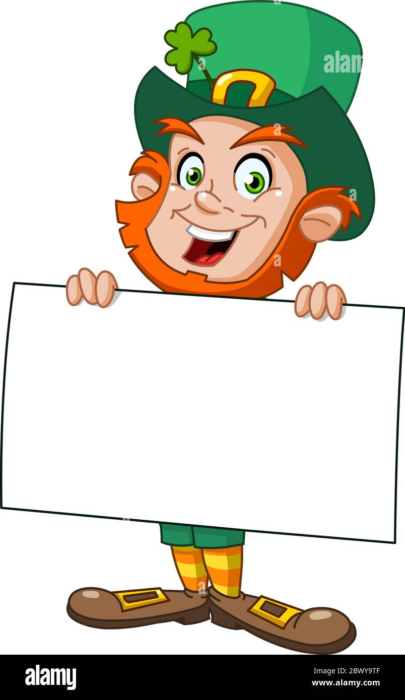 Leprechaun porta un cartello vuoto Illustrazione Vettoriale