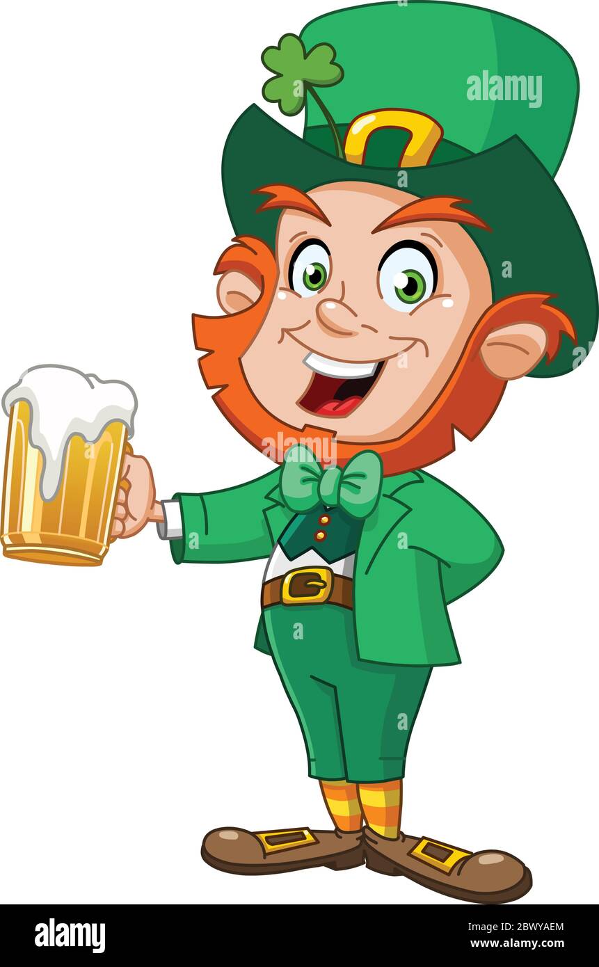 Leprechaun con birra Illustrazione Vettoriale