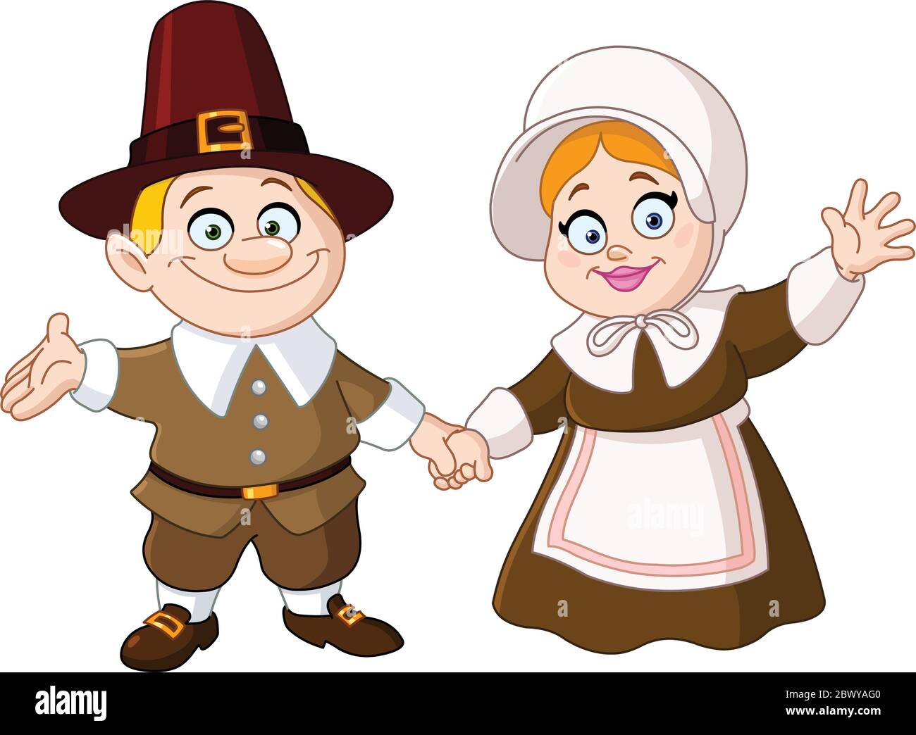 Giorno di ringraziamento Coppia Pilgrim Illustrazione Vettoriale