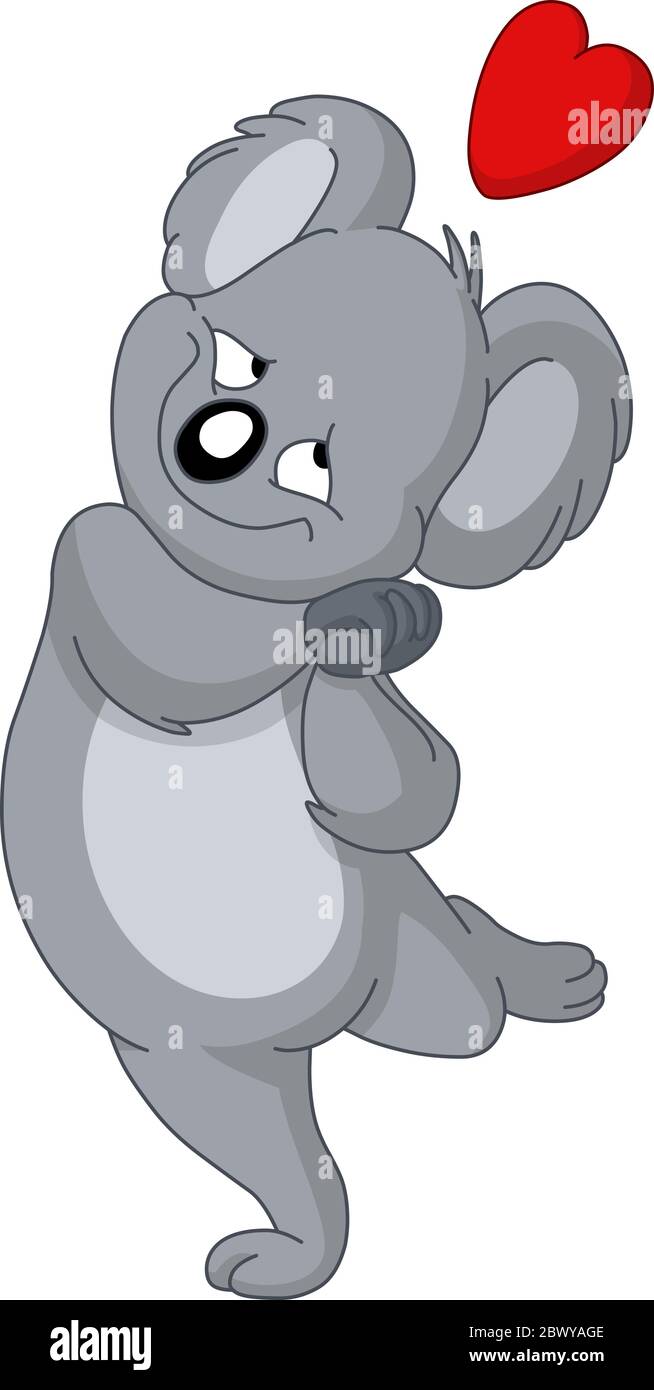 Felice koala orso innamorato di cuore Illustrazione Vettoriale