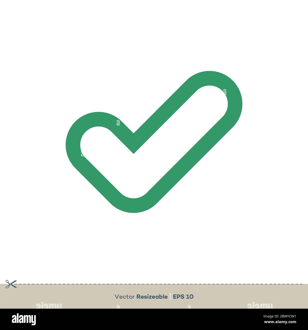 Disegno Dell'Illustrazione Del Modello Del Logo Del Segno Di Spunta Verde. Vettore EPS 10. Foto Stock