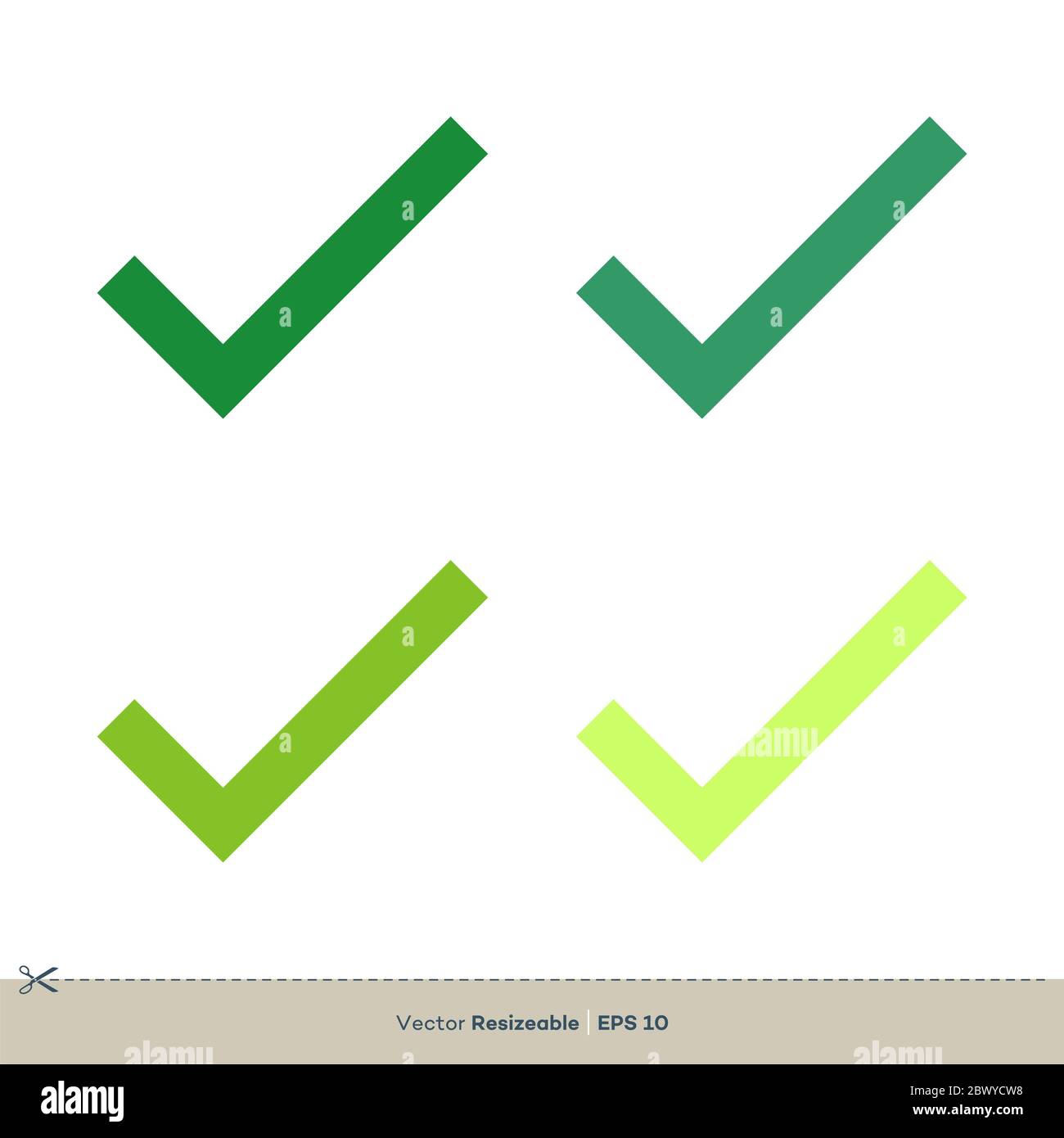 Disegno Dell'Illustrazione Del Modello Del Logo Del Segno Di Spunta Verde. Vettore EPS 10. Foto Stock