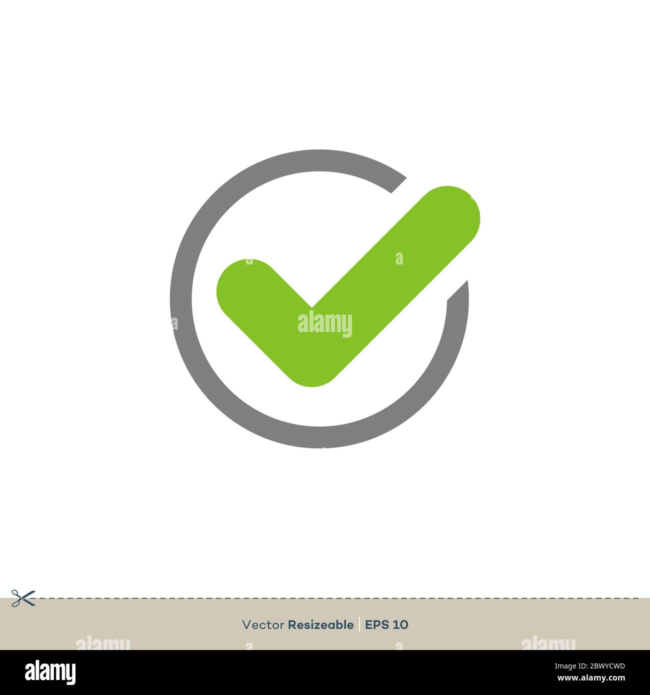 Disegno Dell'Illustrazione Del Modello Del Logo Del Segno Di Spunta Verde. Vettore EPS 10. Foto Stock