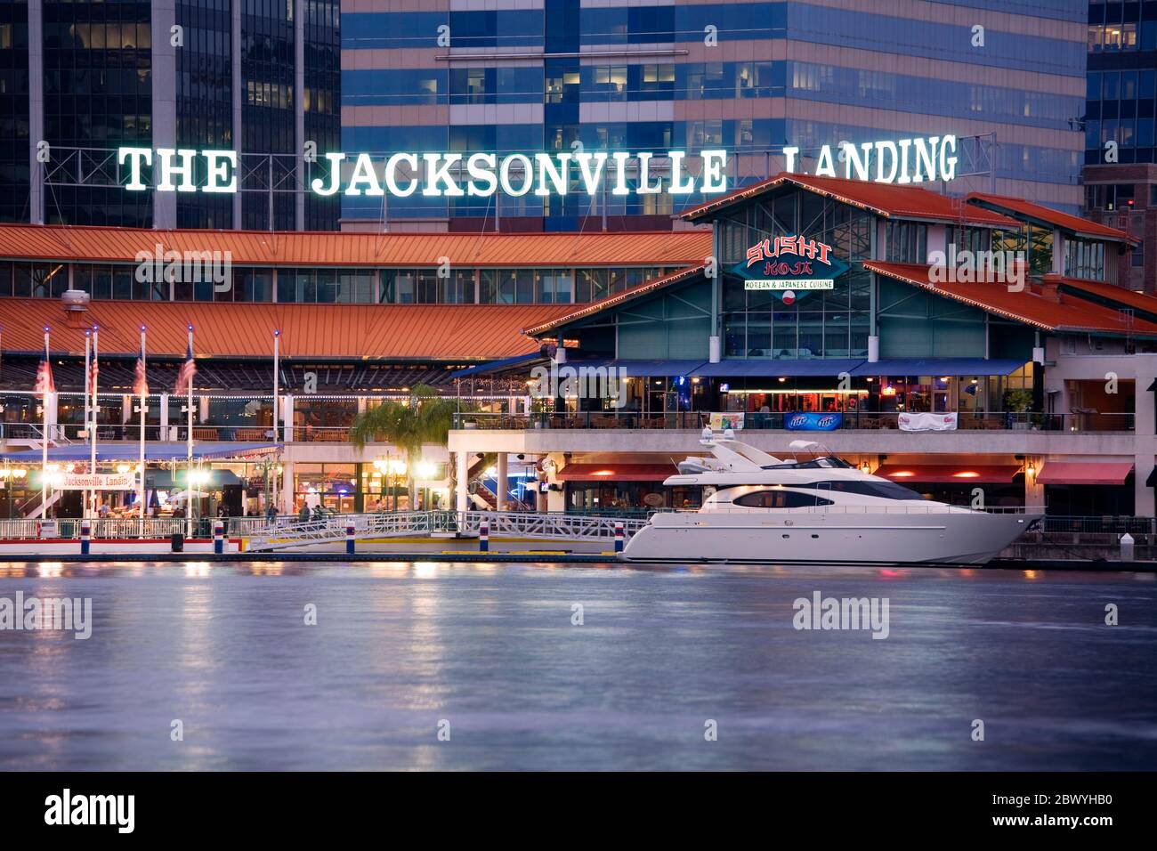 Jacksonville Landing, Jacksonville, Florida, Stati Uniti Foto Stock