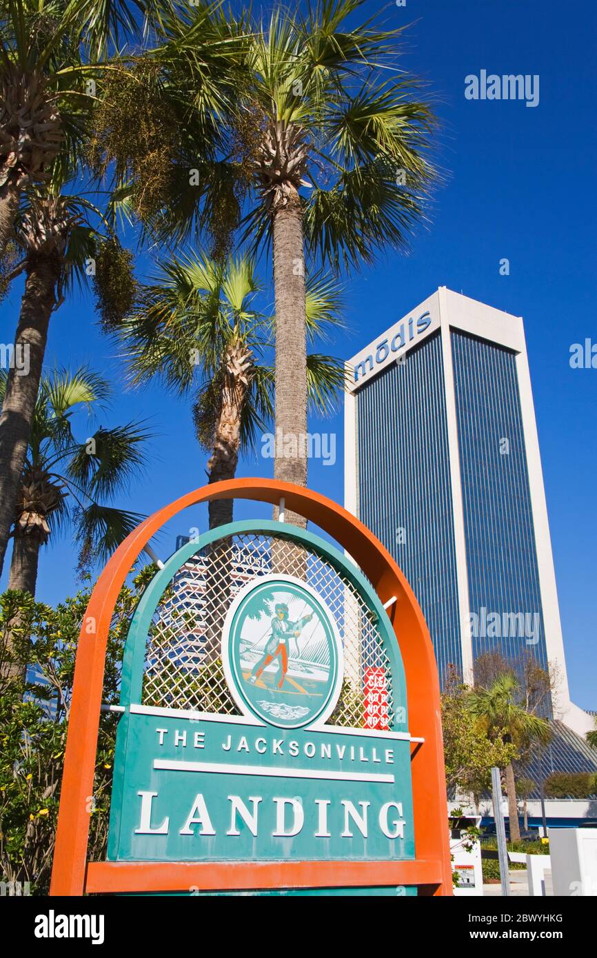 Jacksonville Landing, Jacksonville, Florida, Stati Uniti Foto Stock