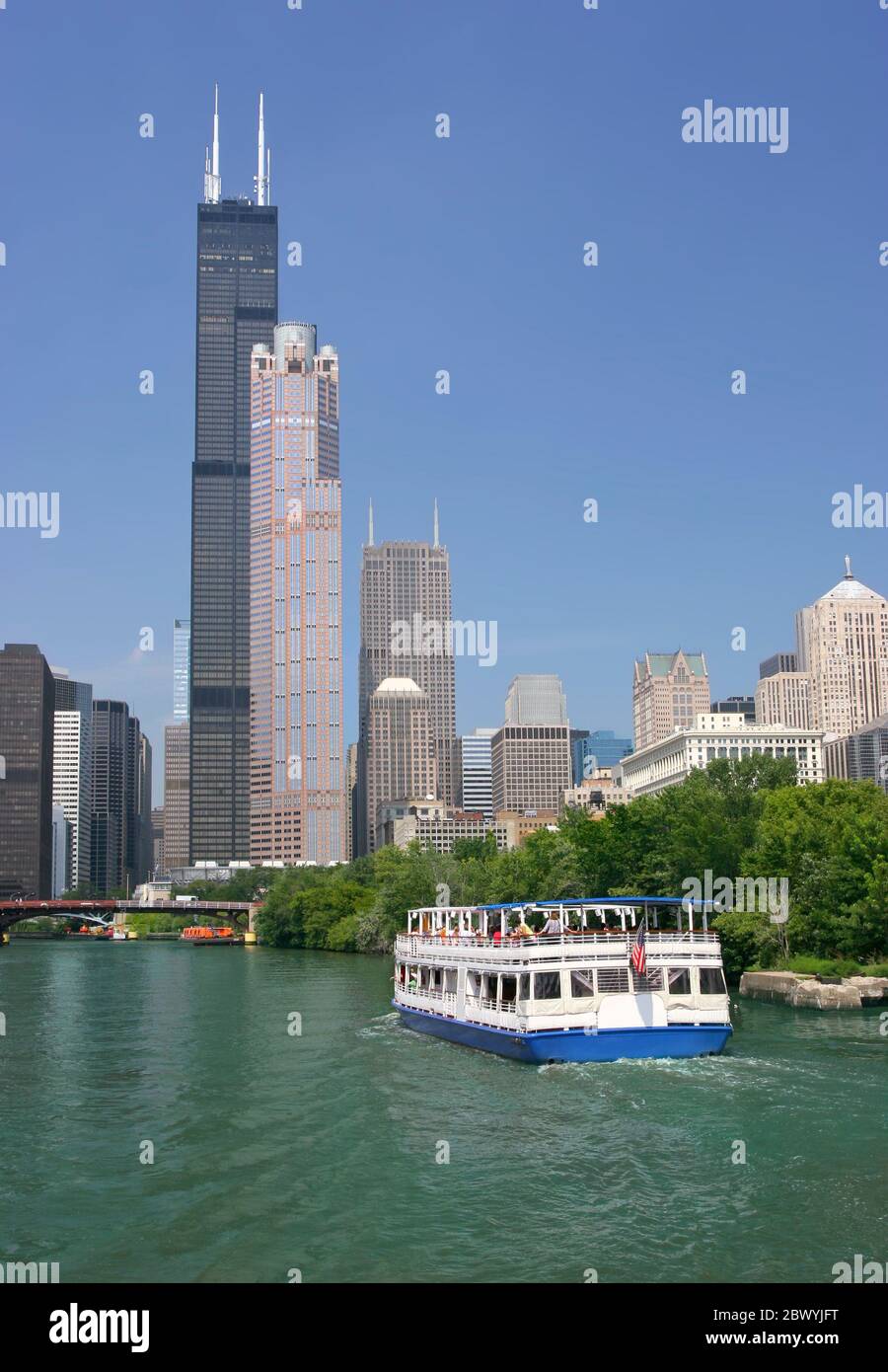 La Willis Tower è ancora comunemente chiamata Sears Tower, a 442 piani, 1,451 piedi 108 metri a Chicago. Foto Stock