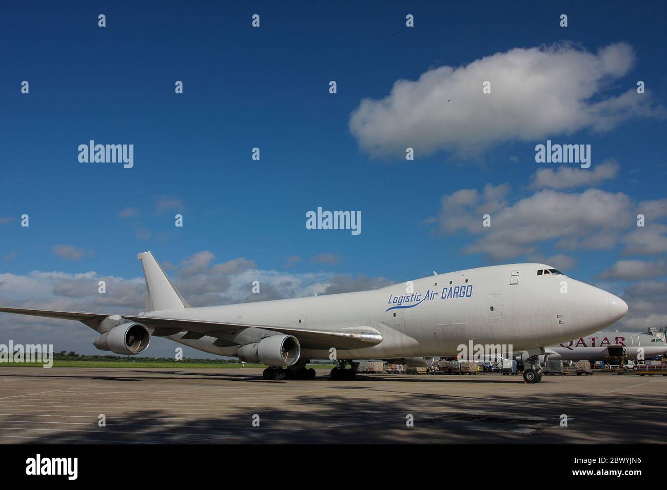 Logistica Air Cargo Boeing 747-100 aeromobili presso l'aeroporto internazionale di Zia ora Hazrat Shah Jalal Aeroporto Internazionale di Dhaka, Bangladesh. Foto Stock