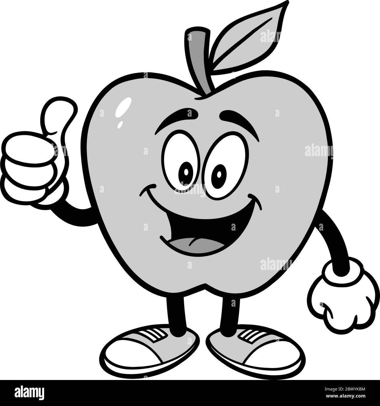 Mascotte di Apple con i thumbs in su - un'illustrazione del cartone animato di una mascotte di Apple con un thumbs in su. Illustrazione Vettoriale
