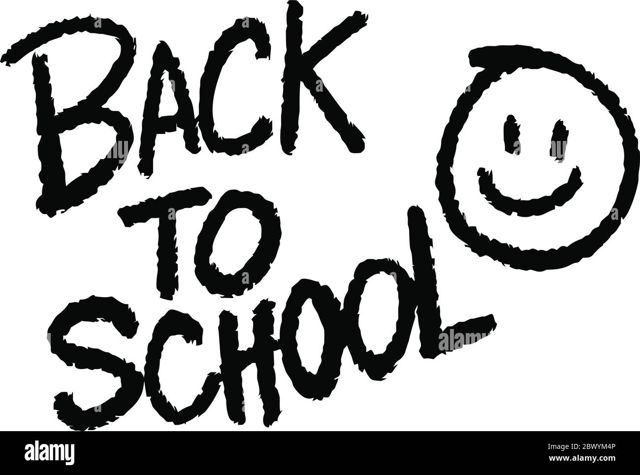 Testo di ritorno a scuola con faccia di Smiley- un'illustrazione di un testo di ritorno a scuola con una faccia di Smiley. Illustrazione Vettoriale