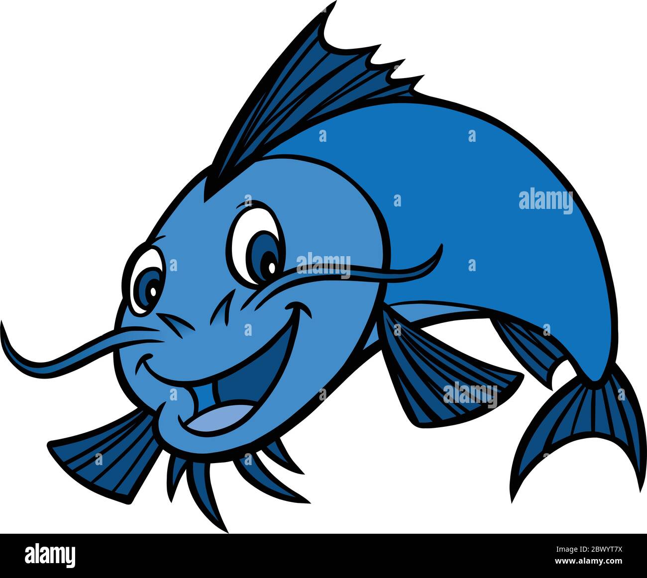 Cena a base di pesce gatto - un'illustrazione cartoon di una cena a base di pesce gatto. Illustrazione Vettoriale