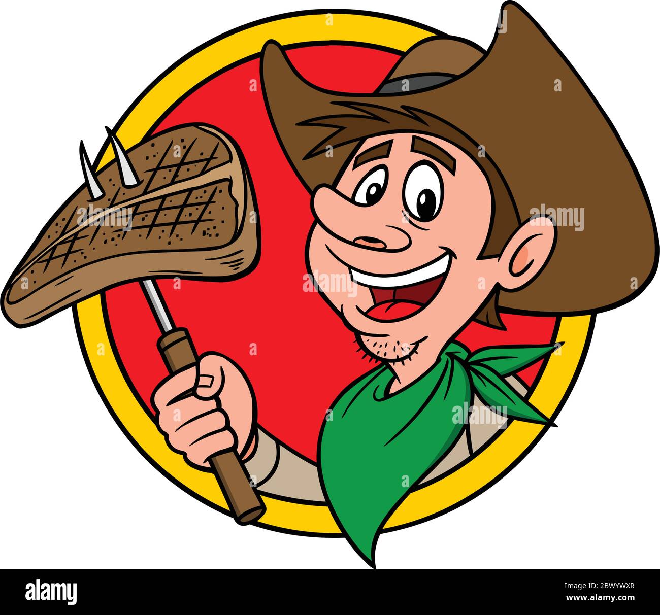 Bistecca di Cowboy- UN'illustrazione del cartoon di una bistecca di Cowboy. Illustrazione Vettoriale