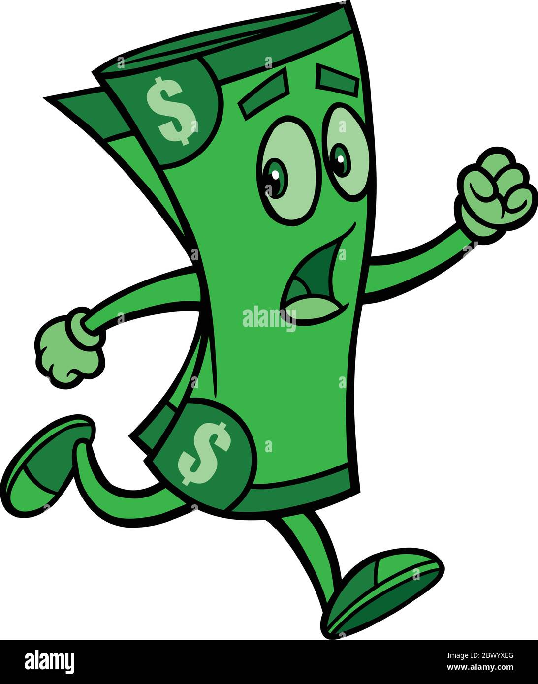 Dollar Run- un cartone di un Dollaro in esecuzione. Illustrazione Vettoriale
