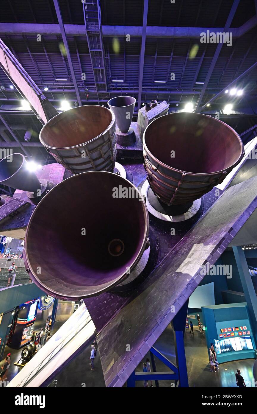 Kennedy Space Center, Merritt Island, Florida - 30 maggio 2020 - Shuttle Atlantis mostra e museo la mattina del lancio della NASA SpaceX. Foto Stock Kennedy Space Center, Merritt Island, Florida - 30 maggio 2020 - Shuttle Atlantis mostra e museo la mattina del lancio della NASA SpaceX. Foto Stock