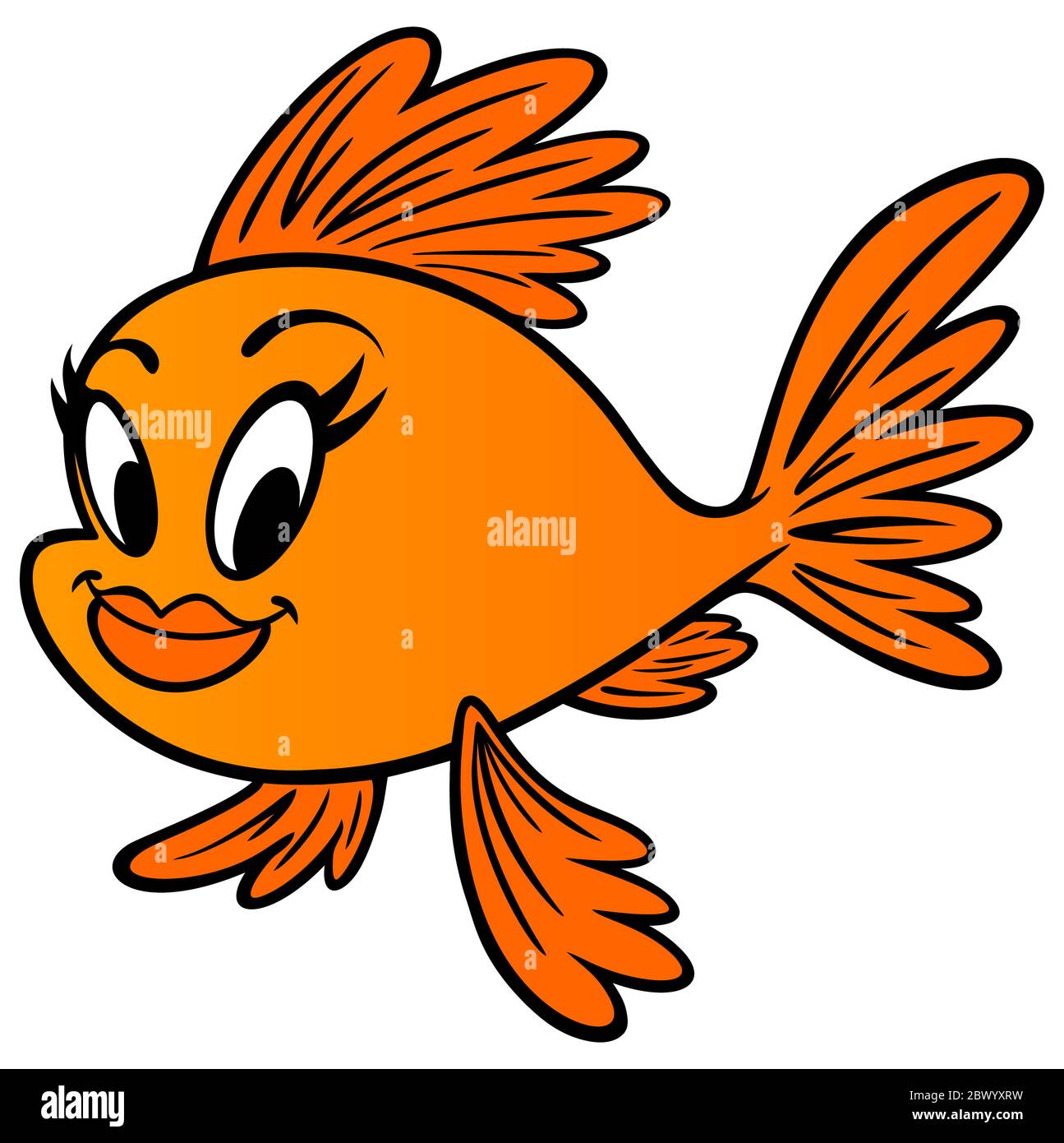 Goldfish Princess- un'illustrazione del cartoon di una principessa Goldfish. Illustrazione Vettoriale