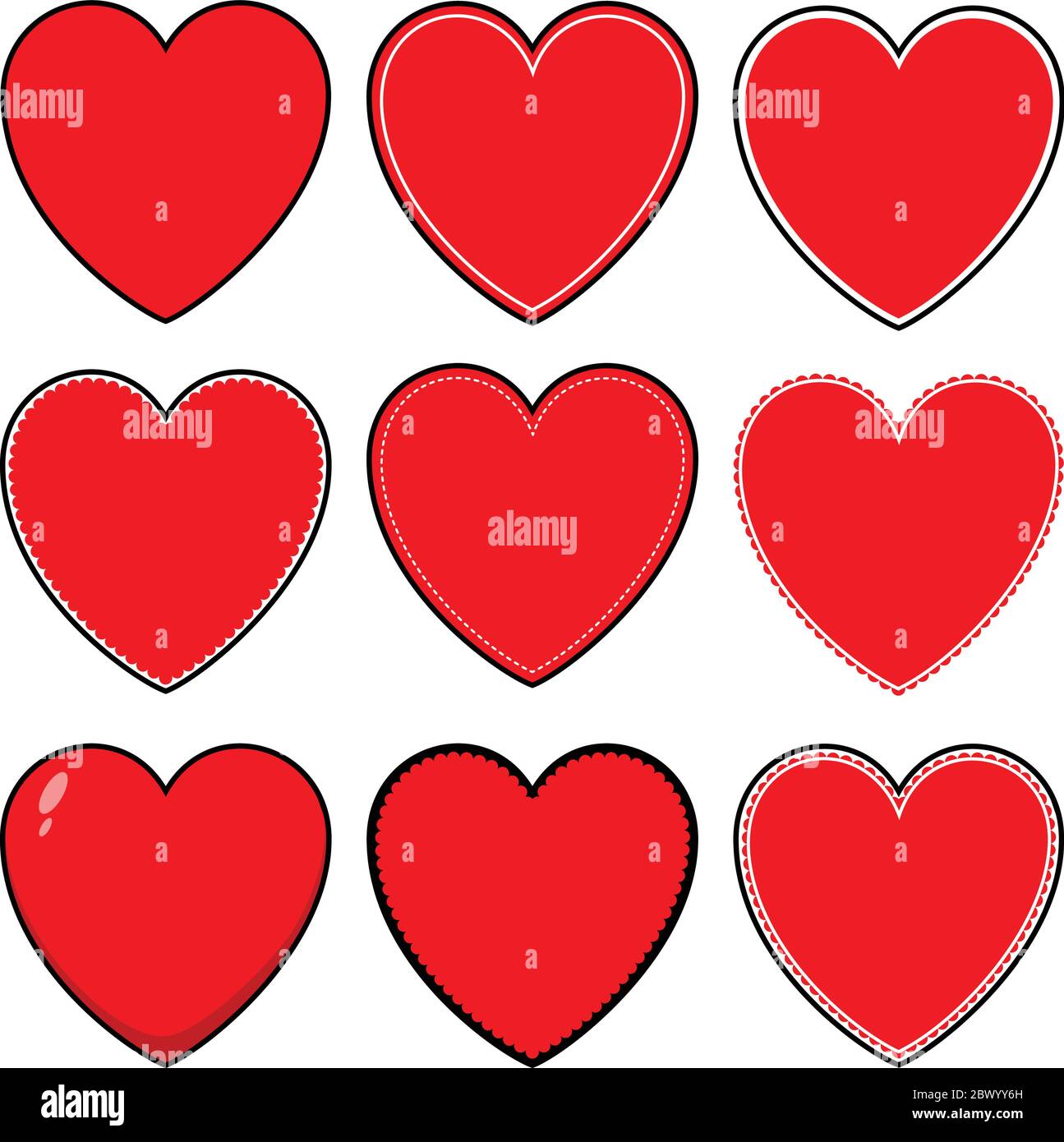 Icone e simboli del cuore - un'illustrazione cartoon delle icone e dei simboli del cuore. Illustrazione Vettoriale