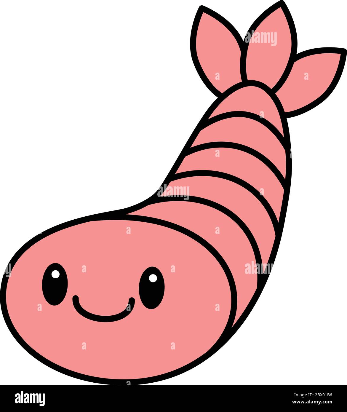Kawaii Shrimp- un Cartoon Illustrazione di un Kawaii Shrimp. Illustrazione Vettoriale