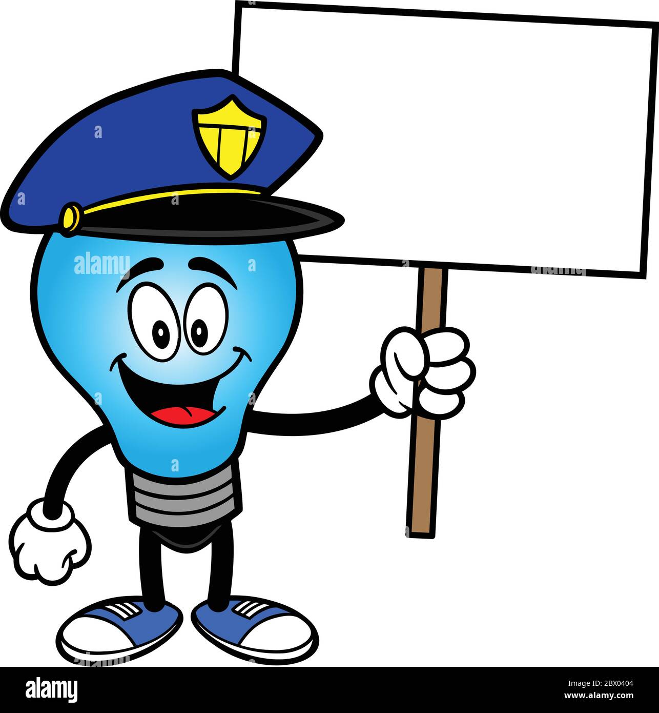 Lampadina della polizia con segno - un Cartoon illustrazione di una lampadina della polizia con un segno. Illustrazione Vettoriale