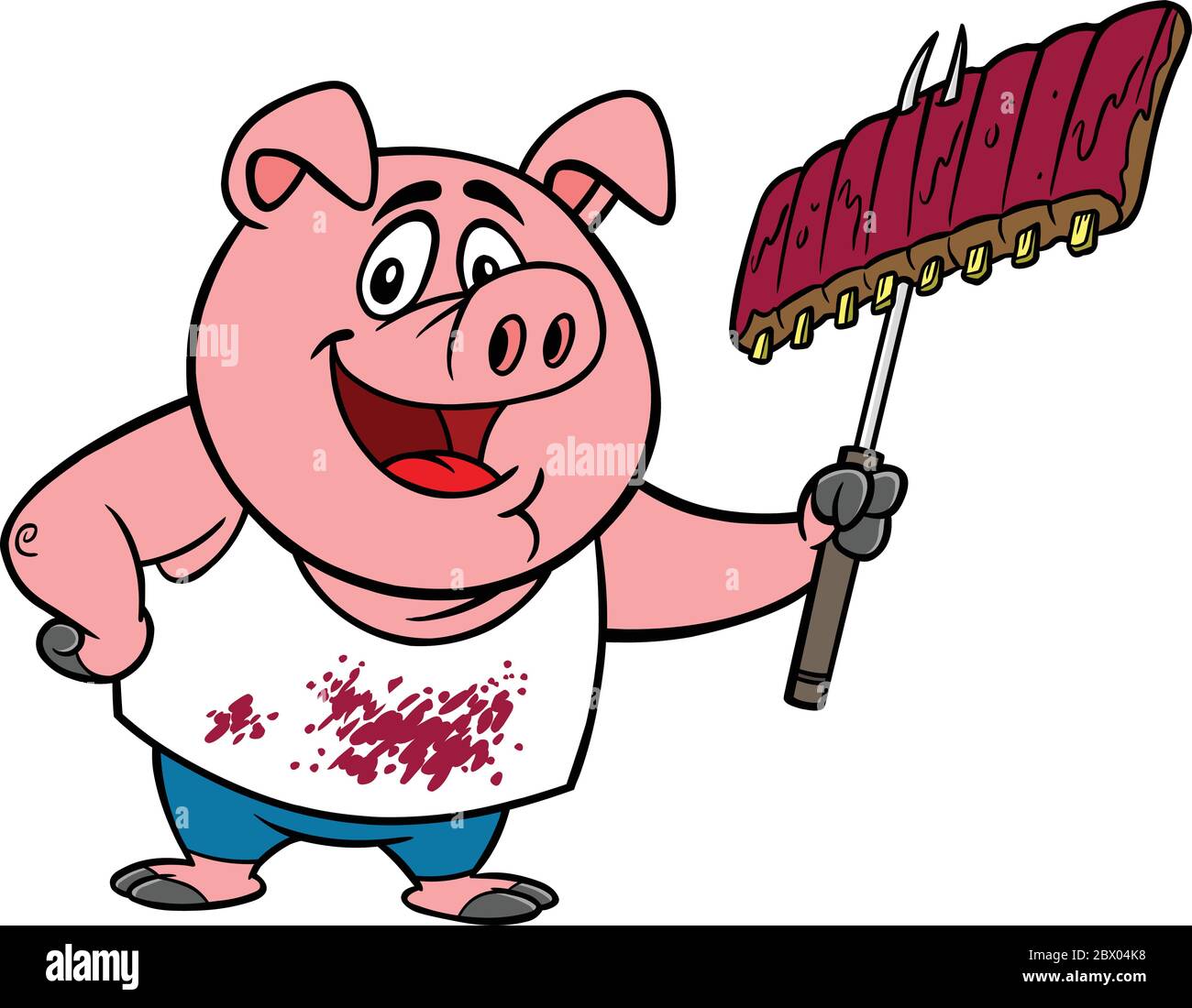 Redneck BBQ- un'illustrazione di un Cartoon barbecue Redneck. Illustrazione Vettoriale