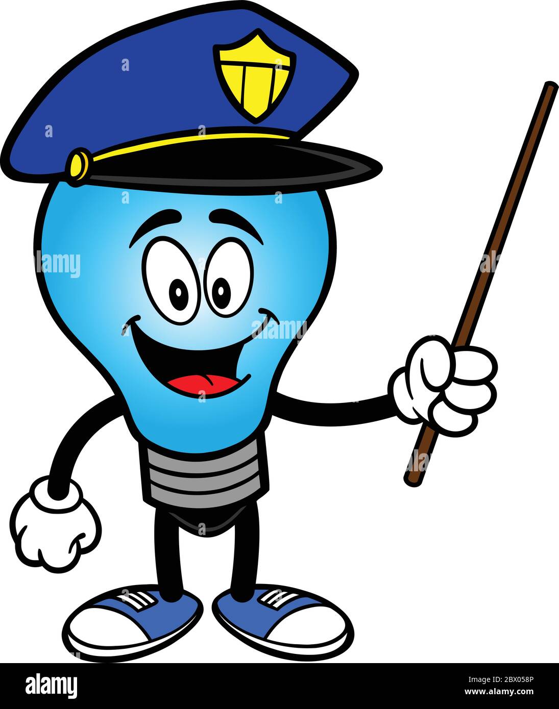 Lampadina della polizia con puntatore - un Cartoon illustrazione di una lampadina della polizia con puntatore. Illustrazione Vettoriale