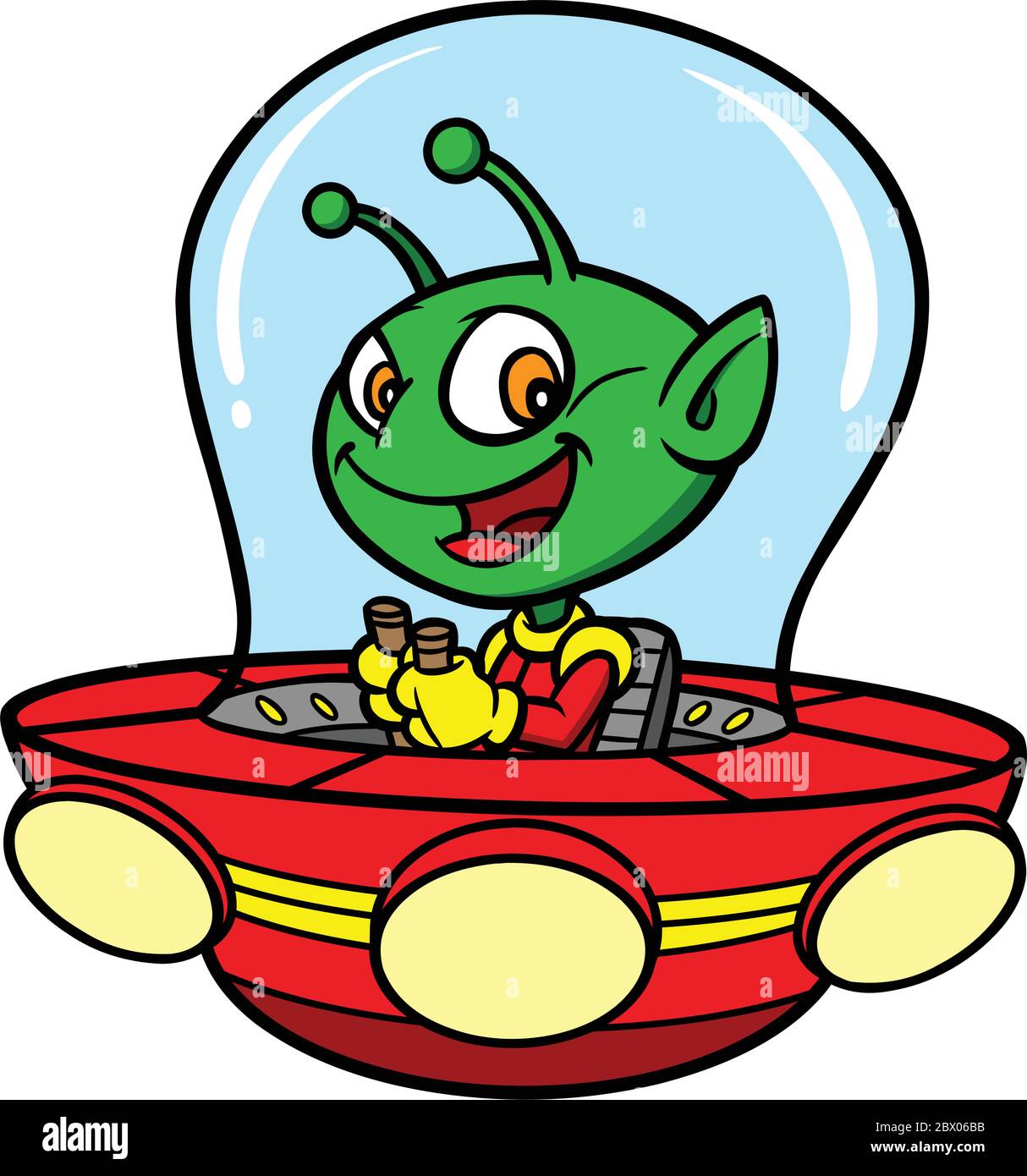 Alieno spaziale - un'illustrazione di un cartoon di uno spazio alieno. Illustrazione Vettoriale