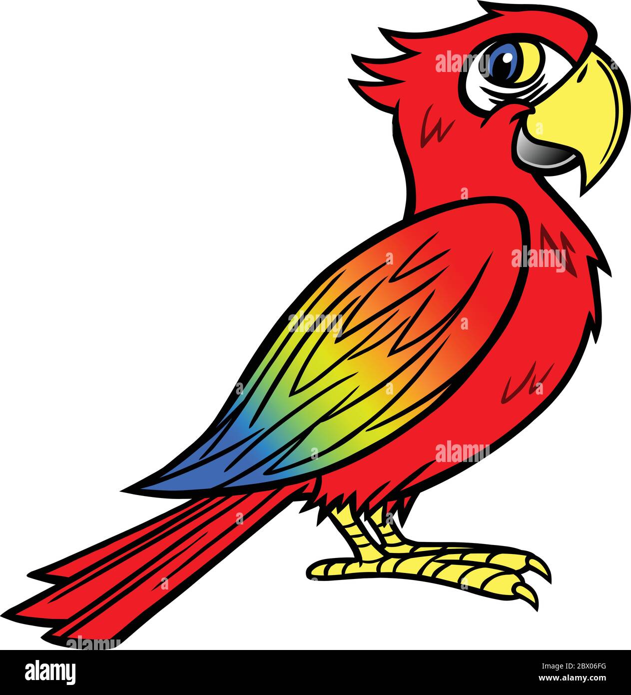 Scarlet Macaw - un'illustrazione cartoon di un Macaw Scarlet. Illustrazione Vettoriale
