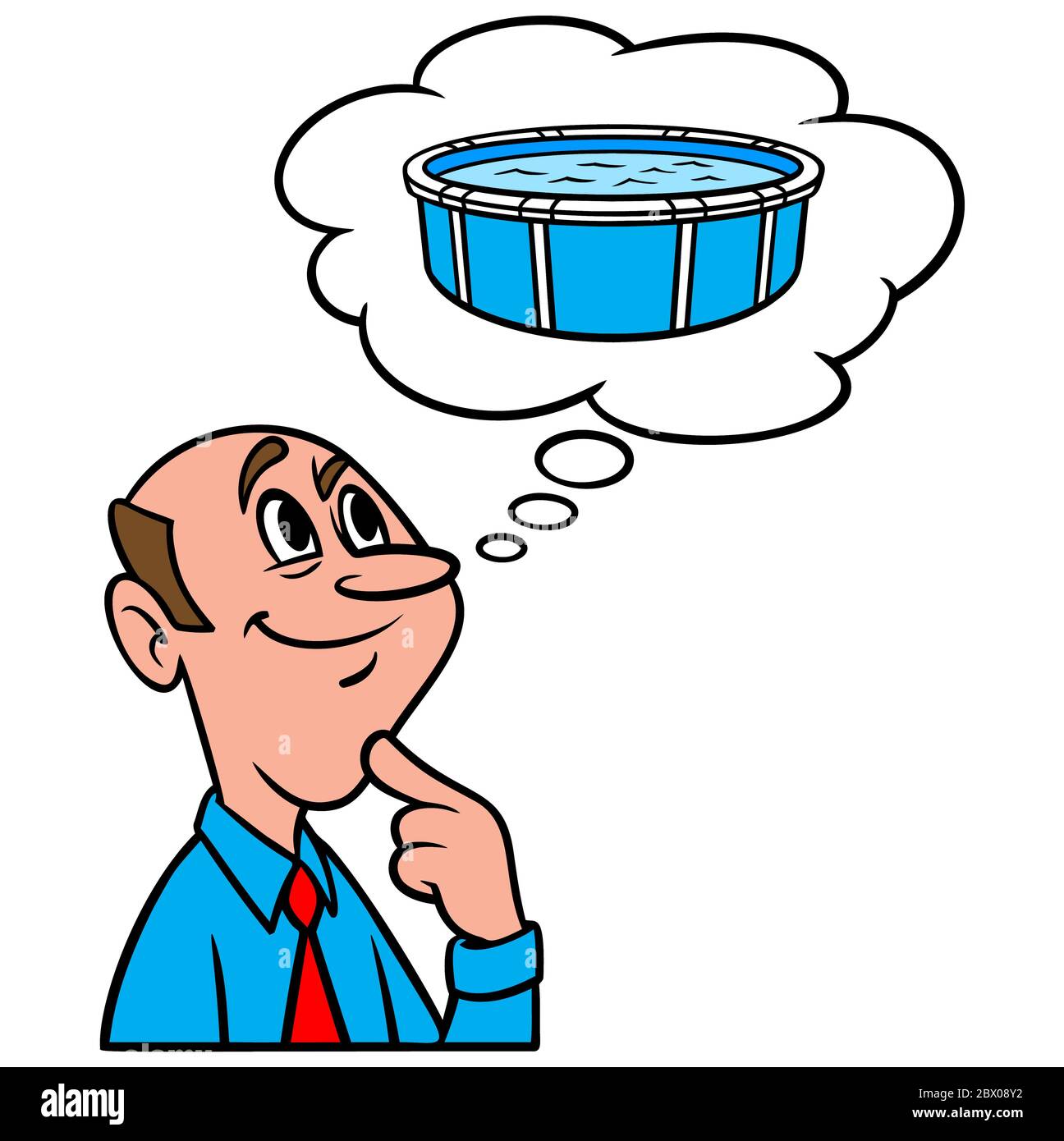 Pensando ad un sopra la piscina di terra- un'illustrazione di una persona che pensa ad un sopra la piscina di terra. Illustrazione Vettoriale