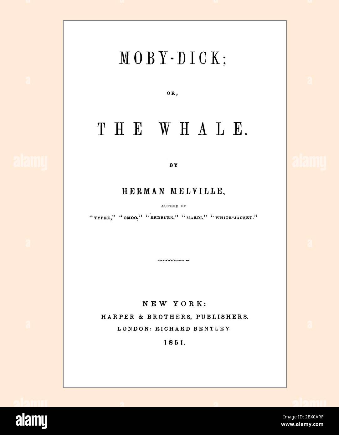 Pagina del titolo di Herman Melville Moby Dick aggiornata e ripristinata Foto Stock