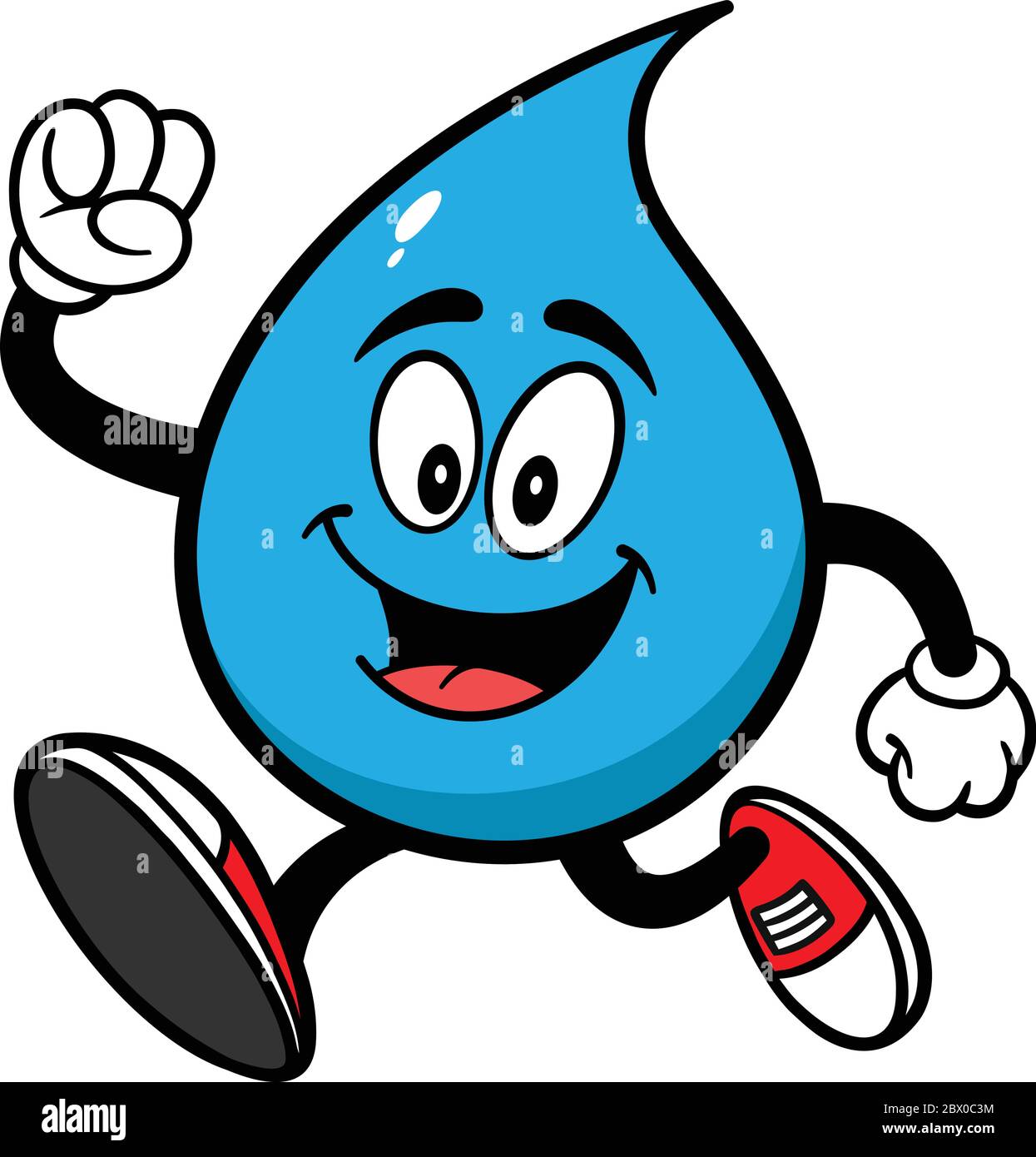 Acqua goccia running- un'illustrazione di una goccia d'acqua che corre. Illustrazione Vettoriale
