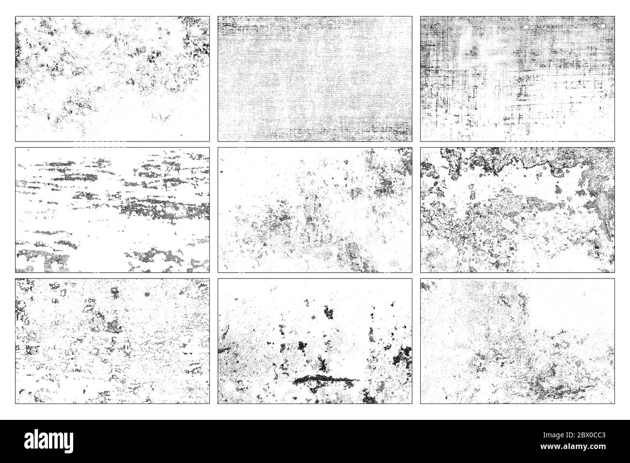 Collezione di grunge texture. Astratto in bianco e nero. Foto Stock