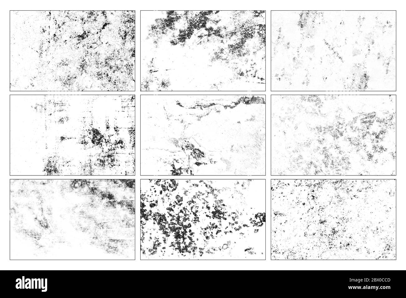 Collezione di grunge texture. Astratto in bianco e nero. Foto Stock