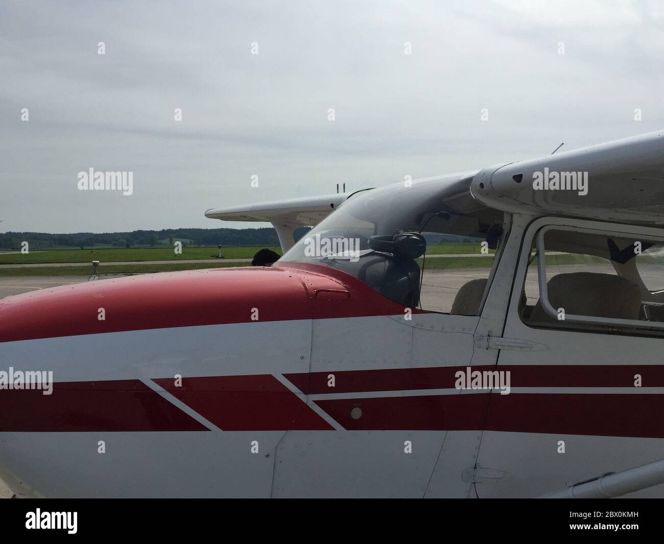 Propellerplane in posizione di parcheggio Foto Stock