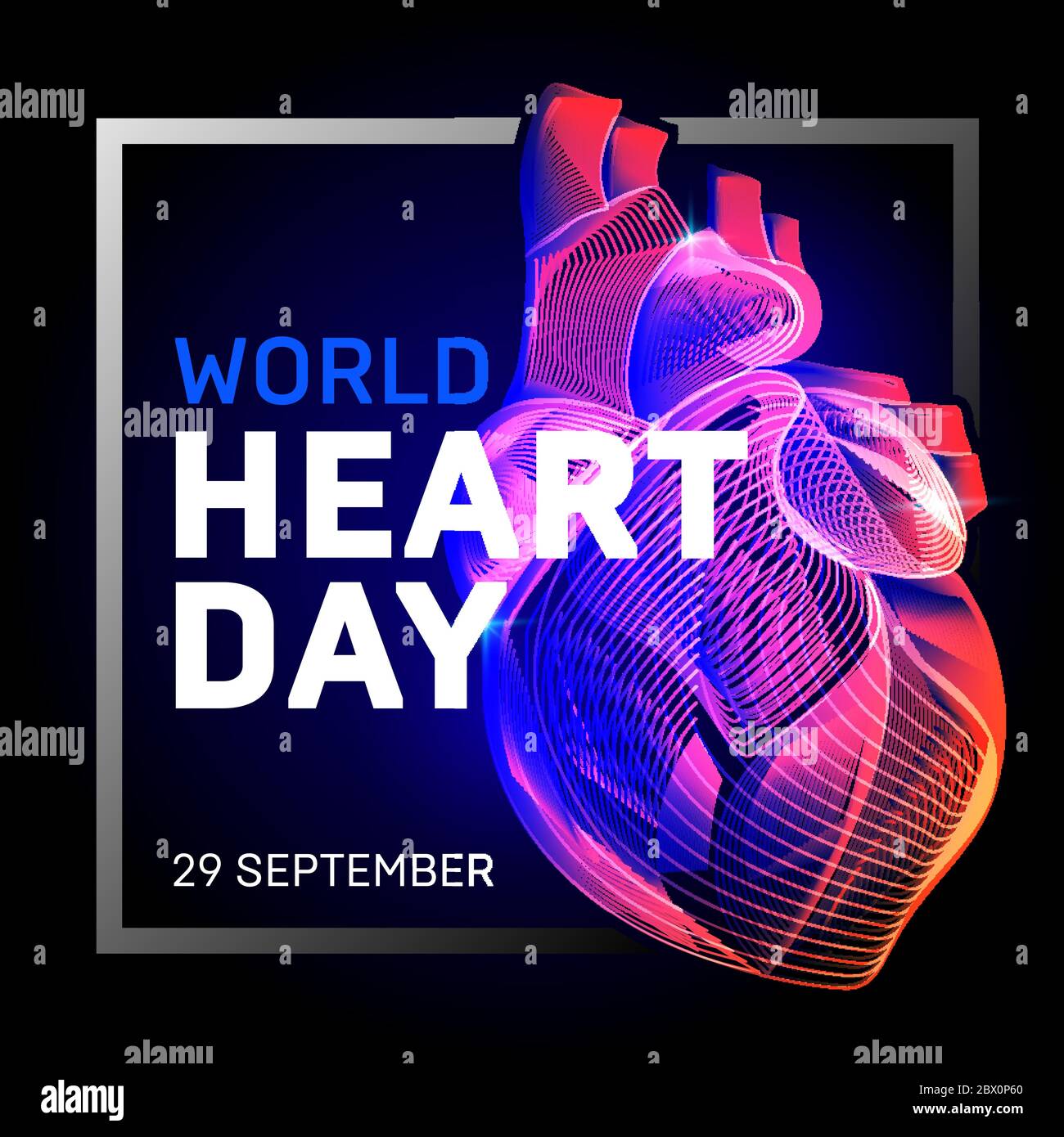 Vettore cuore del corpo umano con linee geometriche 3d astratte e onde di gradiente arte a mondo medico giornata cardiaca o medicina anatomia cardiologica o bio Illustrazione Vettoriale