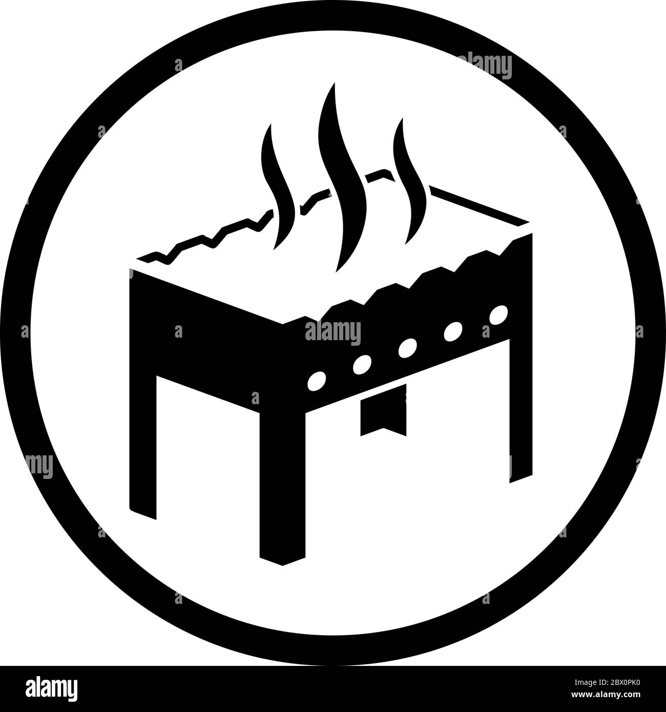 Icona Vector Grill o hot chargrill con logo Fire Portable bbq sagoma illustrazione isolato su sfondo bianco perfetto per l'uso con logo design an Illustrazione Vettoriale