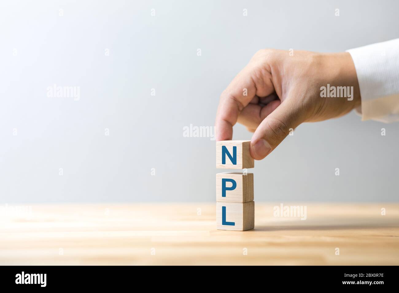 Concetti finanziari e bancari con debito NPL in business market.strategy e Solution.management in situazione di crisi Foto Stock