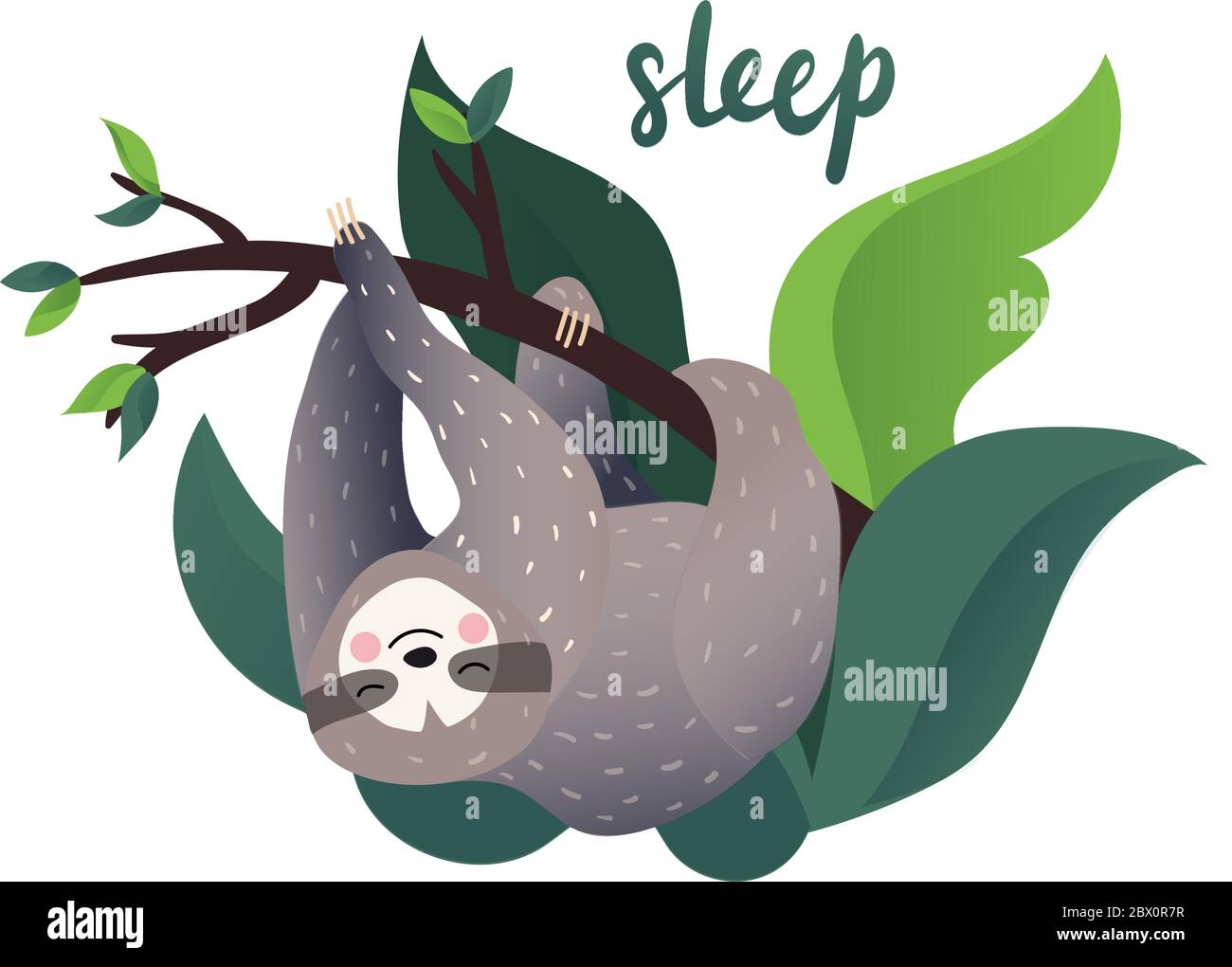 Cute pigro sloth dormire Illustrazione Vettoriale