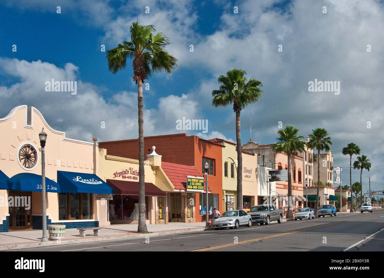 South Texas Avenue a Weslaco, Rio Grande Valley, Texas, Stati Uniti Foto Stock